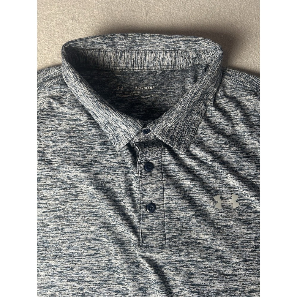 Under Armour Heat Gear Performance Polo Shirt Mens 2XL Gray Loose Fit Comfort